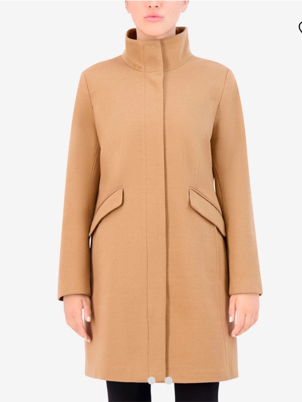 NWT Cole Hahn Twill Textured Long Coat Lined Beige Size 2